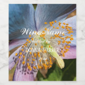 青いケシのパーソナライズされた花 ワインラベル (シングルラベル)