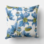 青いケシの花のシームレスなパターン。 クッション (裏面)