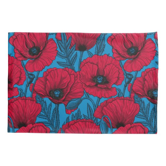 青いケシ畑 枕カバー (裏面)