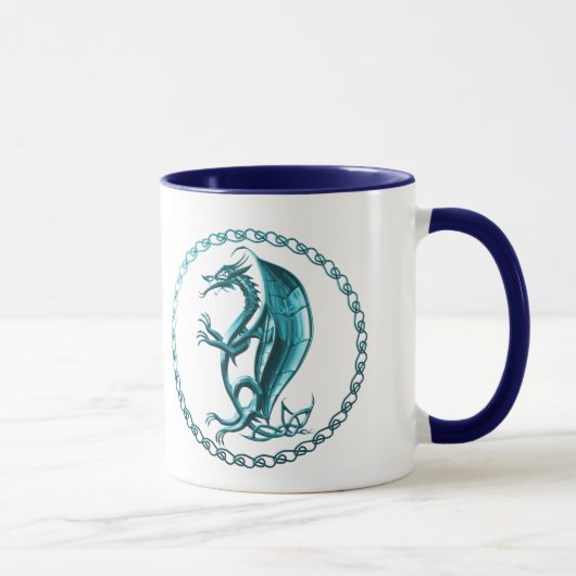 青いケルト族のドラゴンのコーヒー・マグ マグカップ (右)