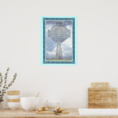 青いケルト色の十字雲 ポスター (キッチン)