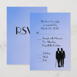 青いゲイ結婚のメニューRSVP 出欠カード