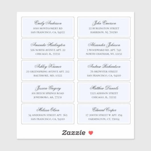 青いゲスト名のアドレス。出荷結婚ラベル シール (シート)