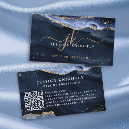 青いゲートGeodeモノグラム金ゴールドスクリプト 名刺