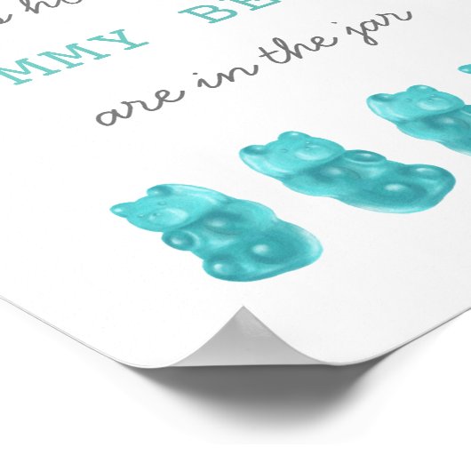 青いゲームのサインを何頭のグミベアに入れるか推測する ポスター (角)