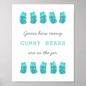 青いゲームのサインを何頭のグミベアに入れるか推測する ポスター (正面)