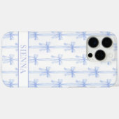 青いコケットボウズストライプモノグラム Case-Mate iPhoneケース (裏面 (横))