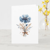 青いコスモスと小麦の花束　無地のグリーティングカード カード (黄色い花)