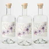 青いコスモスのパーソナライズされた花結婚の リキュールボトルラベル (ボトル)