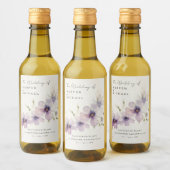 青いコスモスのパーソナライズされた花結婚の ワインラベル (ボトル)