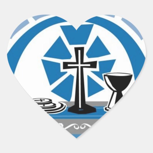 青いコミュニオンページアク結婚セントのハート ハートシール (正面)