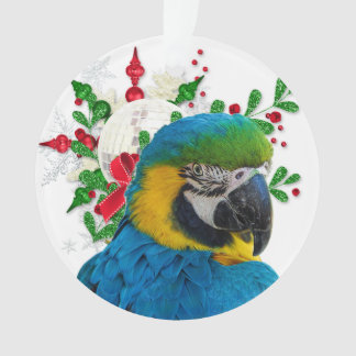 青いコンゴウインコのオウムのクリスマスのオーナメント オーナメント