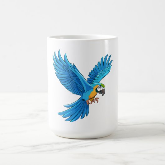 青いコンゴウインコの飛行 コーヒーマグカップ (中央)
