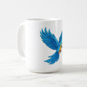 青いコンゴウインコの飛行 コーヒーマグカップ (正面左)