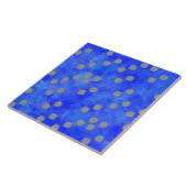 青いコンテンポラリー水玉模様パターン タイル (側面)