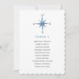 青いコンパスの席次表。海事をテーマにしたウェディングプラン 招待状