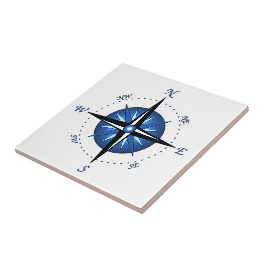 青いコンパス面図 タイル (側面)