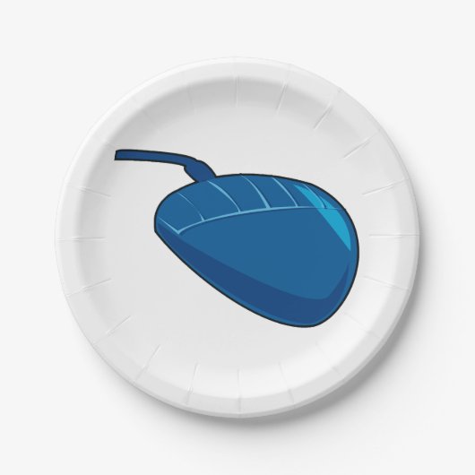 青いコンピュータマウス ペーパープレート (正面)