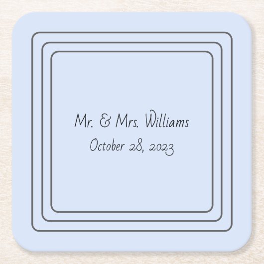 青いコースターパーソナライズされたズ スクエアペーパーコースター (正面)