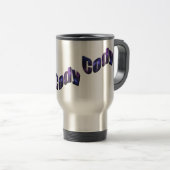 青いコーディ名のロゴ、 トラベルマグ (正面右)