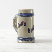 青いコーディ名のロゴ、 ビールジョッキ (正面左)