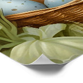 青いコートのイースターバニー ウッドランド ポスター (角)