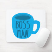 青いコーヒーカップを持つボスの人 マウスパッド (マウス)