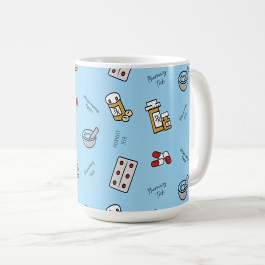青いコーヒーマグの薬局技術アイコン コーヒーマグカップ (正面右)