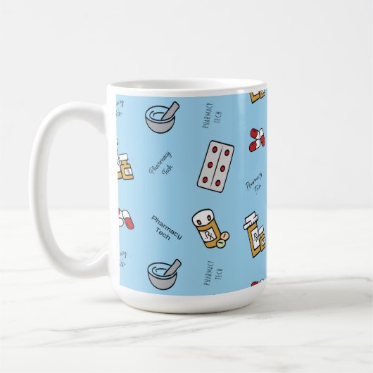 青いコーヒーマグの薬局技術アイコン コーヒーマグカップ (左)