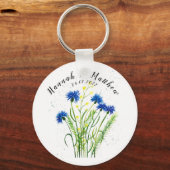青いコーンフラワーフローラのかわいらし水結婚色 キーホルダー (正面)