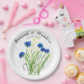 青いコーンフラワーフローラのかわいらし水結婚色 ペーパープレート (パーティー)