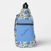 青いコーンフラワー白い背景 スリングバッグ (正面)