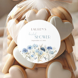 青いコーンフラワー ハイドランジア ブライダルシャワー ラウンドシール