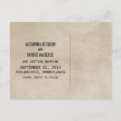 青いゴシック様式の渦巻き形日付はがきを保存 案内ポストカード (裏面)