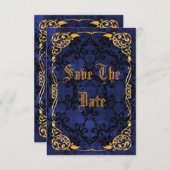 青いゴシック様式及び金ゴールドは日付第18保存を組み立てました セーブザデート (正面/裏面)