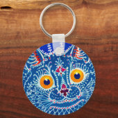 青いゴシック猫 キーホルダー (正面)