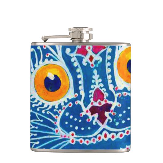 青いゴシック猫 フラスク (正面)