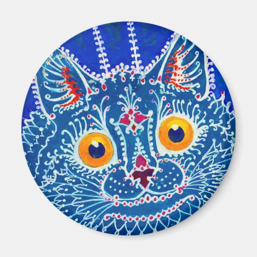 青いゴシック猫 マグネット (正面)