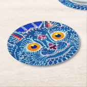 青いゴシック猫 ラウンドペーパーコースター (アングル)