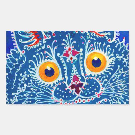 青いゴシック猫 長方形シール (正面)