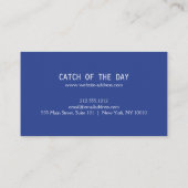 青いゴム印の魚をテーマ航海のにした 名刺 (裏面)