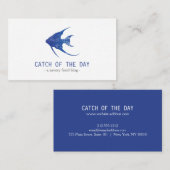 青いゴム印の魚をテーマ航海のにした 名刺 (正面/裏面)