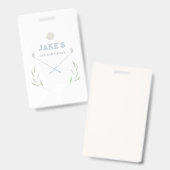 青いゴルフの誕生日パーティーの紙皿 バッジ (表裏)