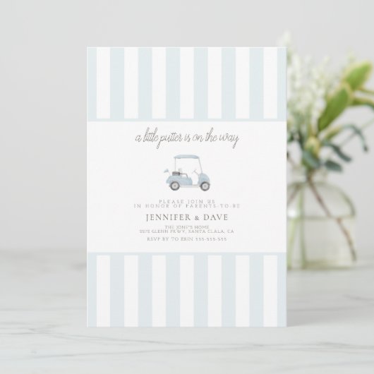 青いゴルフカートの小さなパター途中 招待状 (スタンド正面)