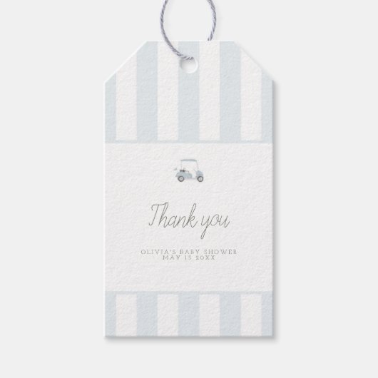 青いゴルフカートの長方形のギフトタグ ギフトタグ (正面)