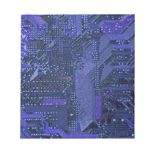 青いサイバーの回路基板 テクノロジーアート エレクトロニクス ノートパッド (正面)