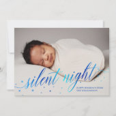 青いサイレントナイトのハッピーホリデー ベイビー フォト シーズンカード (正面)