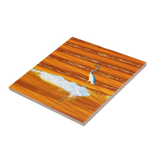 青いサギ立ち瓦 タイル (側面)