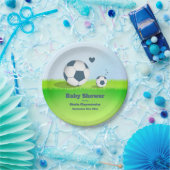 青いサッカーのベビーシャワー|の紙皿 ペーパープレート (パーティー)