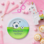 青いサッカーのベビーシャワー|の紙皿 ペーパープレート (パーティー)